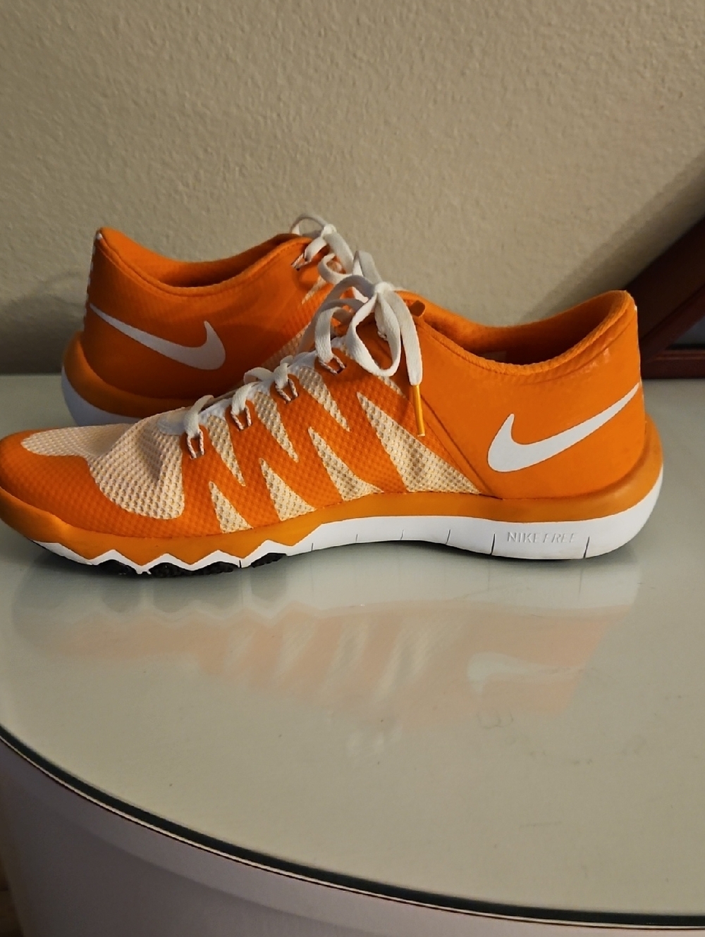 Nike Orange and White Mens Fitness Sneakers